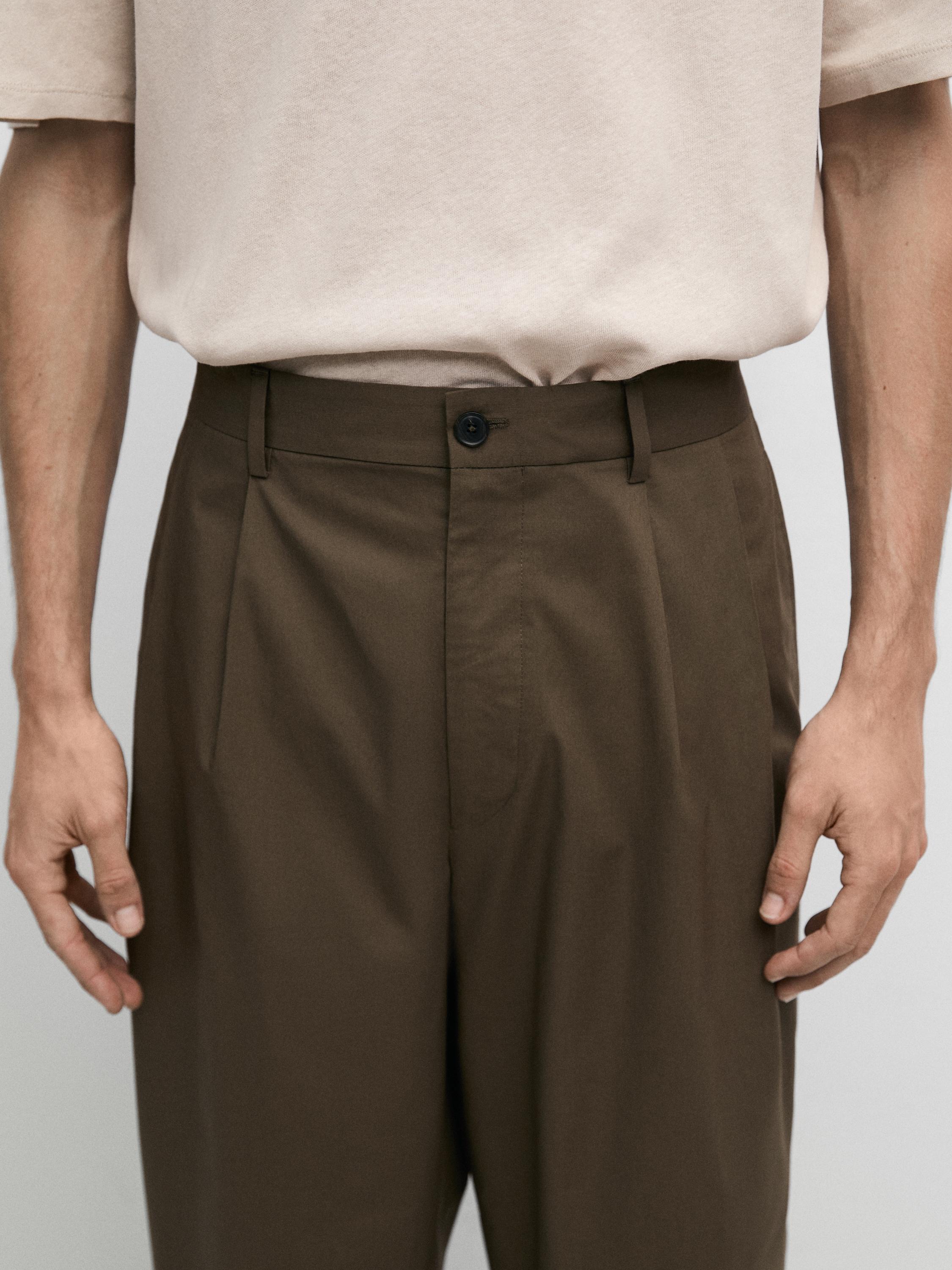 Cotton trousers with double darts